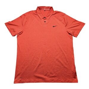 Nike Polo Shirt Mens XL Red‎ Micro Stripe Tiger Woods Collection Dri-FIT Golf